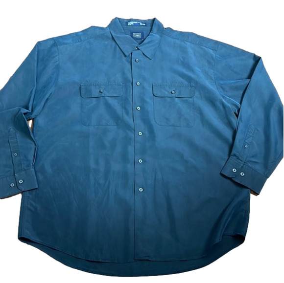 Men's Haggar navy button down patterned dress shirt XXL - Picture 1 of 5